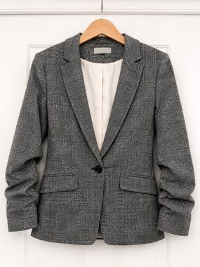 H&M Plaid Blazer Women's Small Black White Jacket